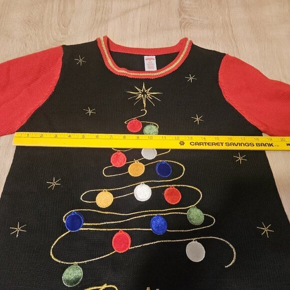Holiday Time Women's Ugly Christmas Sweater - Christmas Tree  Size S 4-6 Black - Picture 5 of 5